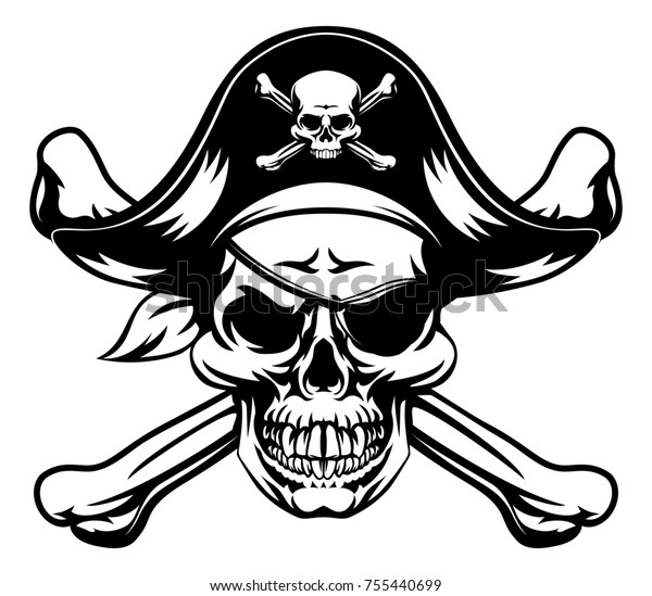 Skull Crossbones Dressed Pirate Hat Eye 库存插图 755440699