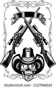 Skull Crossed Guns Stock Illustration 1127046014