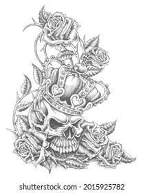 diseño cráneo con rosas