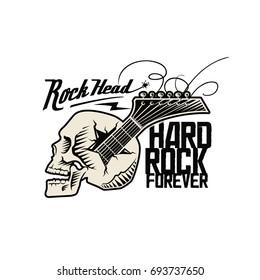 Skull Guitar Rock Head Hard Rock Stock Illustration 693737650