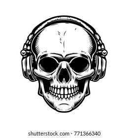 Skull Headphones Design Element Poster Emblem Stock Vector (Royalty ...