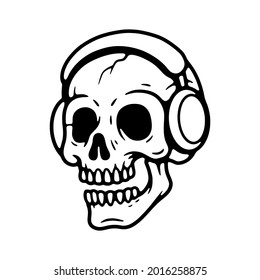 Skull Headphones Icon Black White Stock Illustration 2016258875 ...