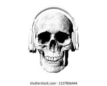 Skull Headphones Screaming Illustration Background Stock Illustration ...