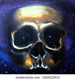 Skull In The Infinite Universe, Oil Painting Technique