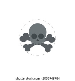 Skull Isolated Illustration. Skull Flat Icon On White Background. Skull Clipart.