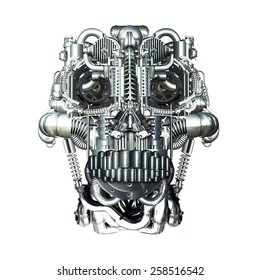 Skull of many mechanical parts, Homo Mechanicus