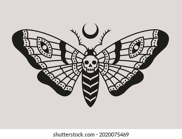 Skull Moth Butterfly  Design Tattoo