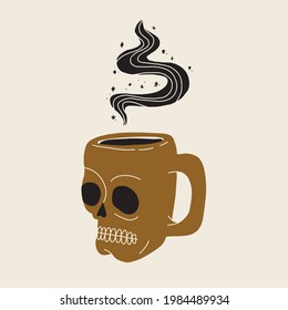 Skull Mug With Black Coffee Swirls