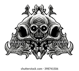 Skull ornament, with white background