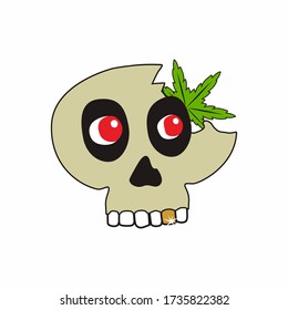 Skull Red Eyes Cannabis Weed Leaf Stock Illustration 1735822382 ...