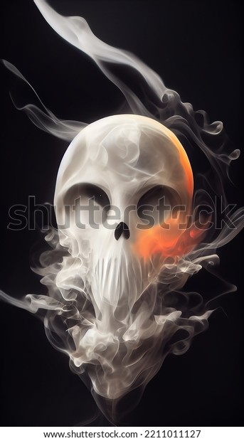 Skull Smoke Effect Black Background Concept Stock Illustration ...