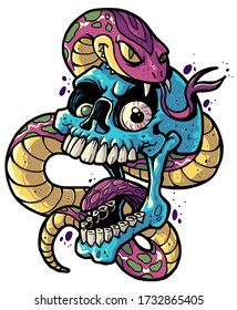 Skull And Snake Tattoo Design