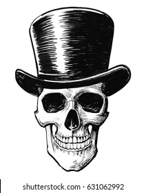 Skull In Tall Hat