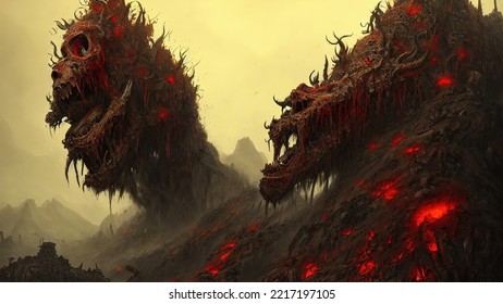 Skulls in lava 