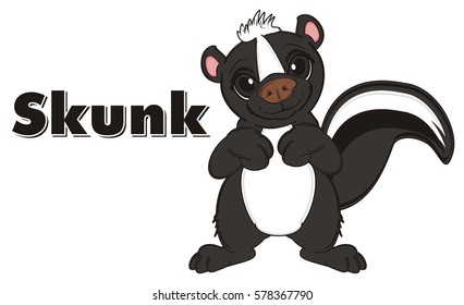 skunk stand near the black word skunk