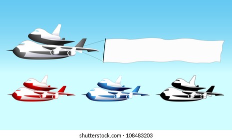 Sky Advertising, Shuttle Carrier Aircraft With Blank Banner, Different Colors
