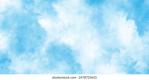 Sky blue Aquarelle paint paper textured canvas element, hand drawn watercolor illustration, painting soft blue textured on wet white paper, Light sky blue brush painted watercolor background.