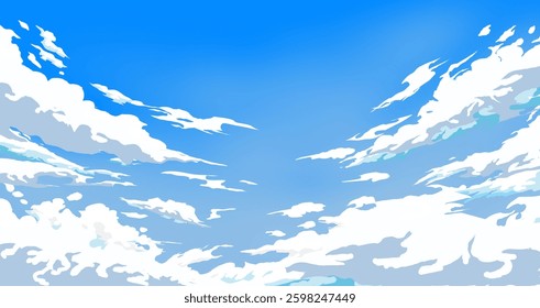 Sky Blue Background,Vector Clear Sky Cloud.Sunny day with sunlight morning in Winter,Horizon Nature Landscape daylight in afternoon Summer,Spring,illustration Banner weather season
