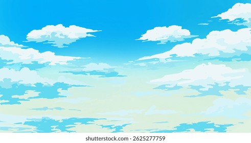 Sky Blue Background,Vector Clear Sky Cloud.Sunny day with sunlight morning in Winter,Horizon Nature Landscape daylight in afternoon Summer,Spring,illustration Banner weather season
