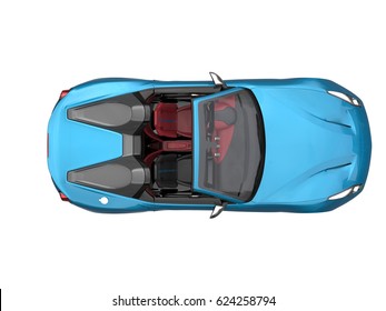 Sky Blue Fast Race Car - Top Down View - 3D Render