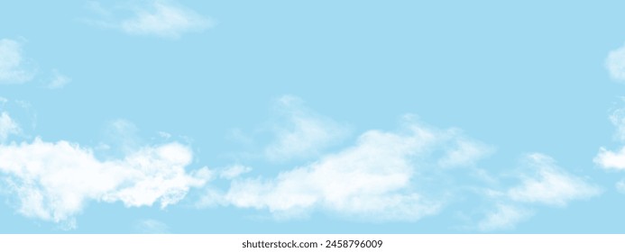 Sky Cloud Background In Blue With Soft Weather, Summer White Field Under Bright Cartoon Spring Backdrop, Wallpaper For Nature Abstract Scene With Sunlight, Seasonal Landscape, Day And Outdoor Design