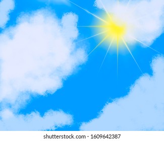 Sky With Clouds And Shinning Sun