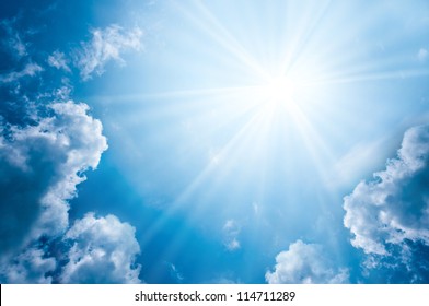 Sky With Clouds And Sun