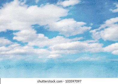 Sky And Clouds Wet Watercolor Background