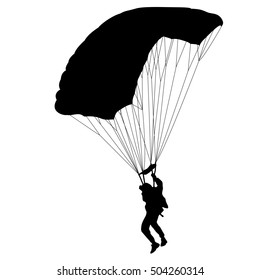 Skydiver, silhouettes parachuting illustration