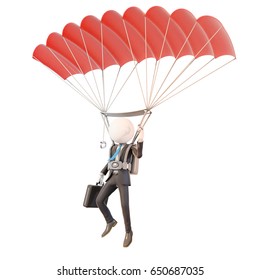 skydiving businessman, 3d rendering