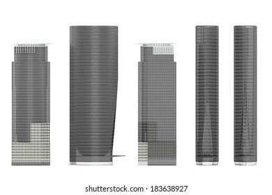 Skyscraper Front Facade Isolated.