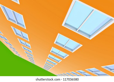 Skyscraper with windows. 3d render