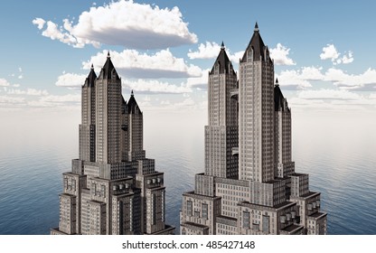 Skyscrapers at the sea
Computer generated 3D illustration