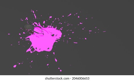 Slap Filled With Pink Paint In The Form Of A Blot, 3d Illustration