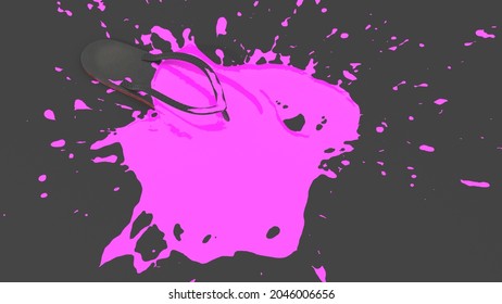 Slap Filled With Pink Paint In The Form Of A Blot, 3d Illustration