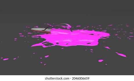 Slap Filled With Pink Paint In The Form Of A Blot, 3d Illustration