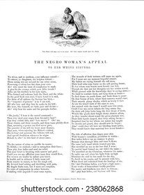 Slavery. An Abolitionist Poem Entitled 'The Negro Woman's Appeal To Her White Sisters', Richard Barrett, Printer, Mark Lane, London, Ca 1850s.