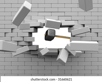 Sledgehammer hit the brick wall.