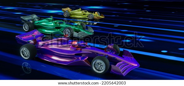 Sleek, colourful\
racing sports cars with speed light effects, motion and velocity\
concepts. 3d\
illustration