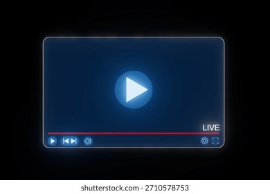 A sleek live streaming interface displays a prominent play button and control options, emphasizing modern technology and user engagement. This digital format highlights interactivity. - Powered by Shutterstock - Get 15% off with code: PIKWIZARD15