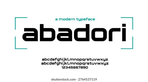A sleek and modern typeface logo featuring the name Abadori in bold black letters, accompanied by a clean design and a teal green frame, showcasing a contemporary and artistic visual identity.