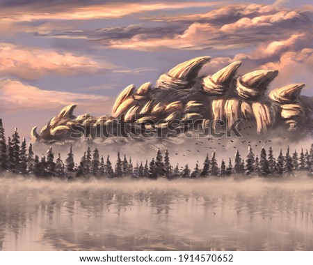 Sleeping dragon behing the forest