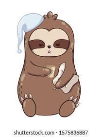 Sleepy Sloth With A Cup Of Coffee