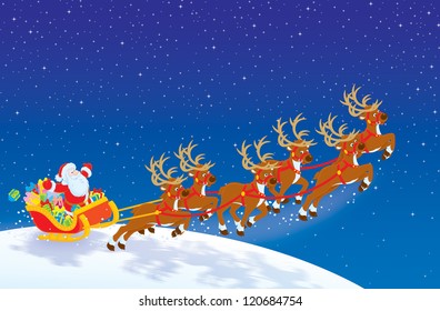 Sleigh of Santa taking off in Christmas night sky - Powered by Shutterstock