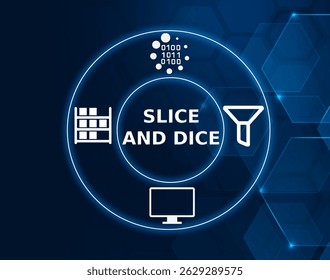 slice and dice tech concept.The ability to segment, break down, and manipulate data in different ways for detailed analysis.