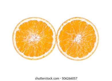 Slice Of Orange Fruit On White Background, Watercolor Effect.