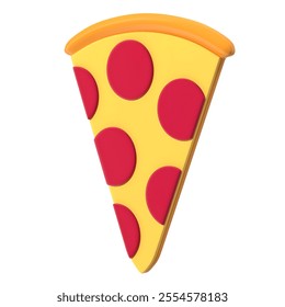 A slice of pizza featuring a yellow base with red pepperoni toppings, representing a popular and delicious food item. - Powered by Shutterstock