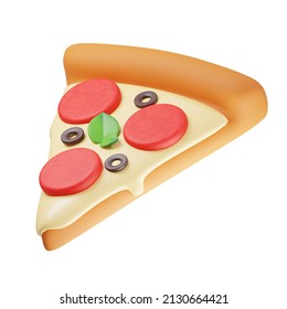 Slice of pizza trendy illustration on white background. 3D render. - Powered by Shutterstock