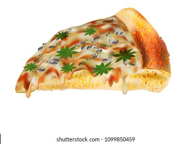 Slice Of Realistic Pizza On White Background