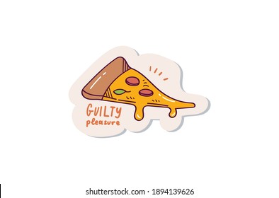 Sliced Pizza With Melted Cheese Sticker Design